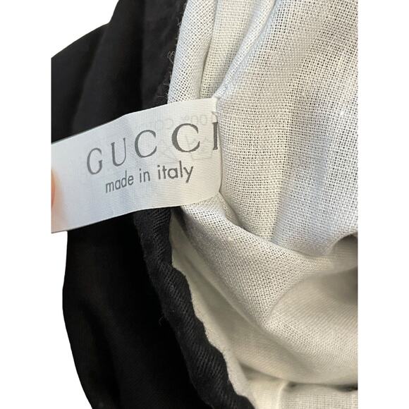 Gucci Small Rectangle Dust Bag Drawstring Embroidered Black Gold Cotton Storage - Picture 5 of 5